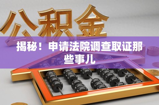 马尾揭秘！申请法院调查取证那些事儿