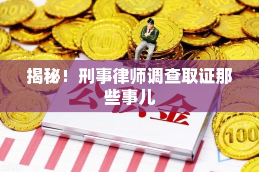 马尾揭秘！刑事律师调查取证那些事儿