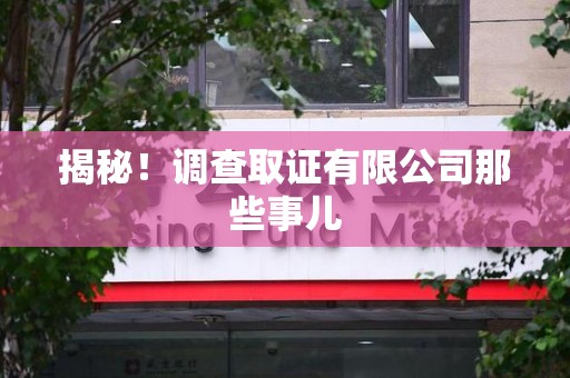 马尾揭秘！调查取证有限公司那些事儿