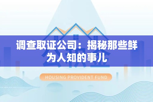 马尾调查取证公司：揭秘那些鲜为人知的事儿