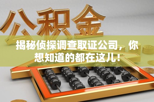 马尾揭秘侦探调查取证公司，你想知道的都在这儿！