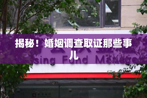 马尾揭秘！婚姻调查取证那些事儿