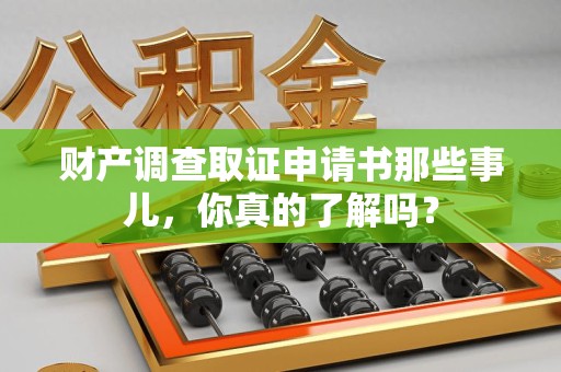 马尾财产调查取证申请书那些事儿，你真的了解吗？
