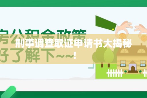 马尾刑事调查取证申请书大揭秘！