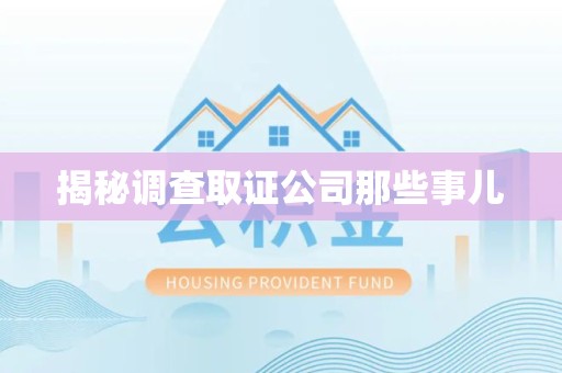 马尾揭秘调查取证公司那些事儿