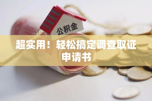 马尾超实用！轻松搞定调查取证申请书