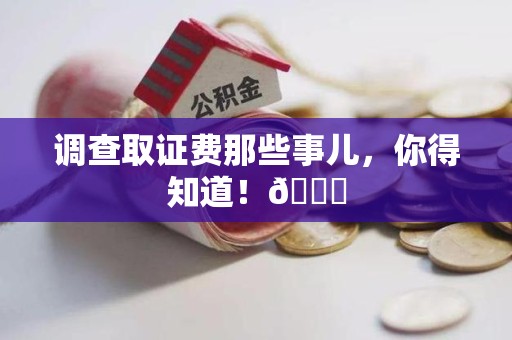 马尾调查取证费那些事儿，你得知道！😎