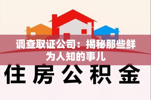 马尾调查取证公司：揭秘那些鲜为人知的事儿