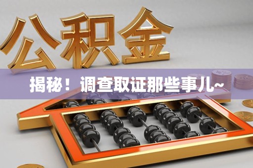 马尾揭秘！调查取证那些事儿~