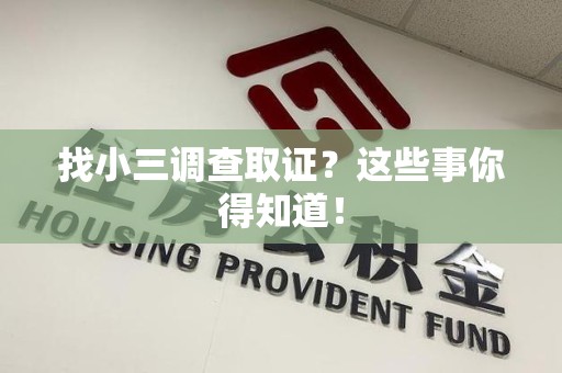 马尾找小三调查取证？这些事你得知道！