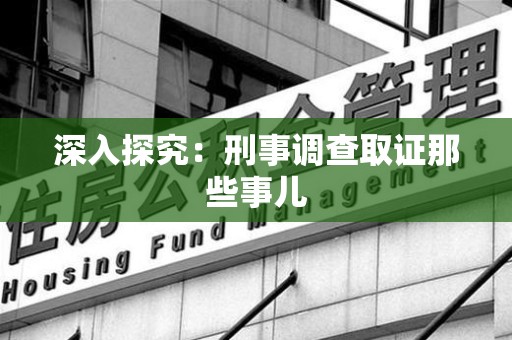 马尾深入探究：刑事调查取证那些事儿