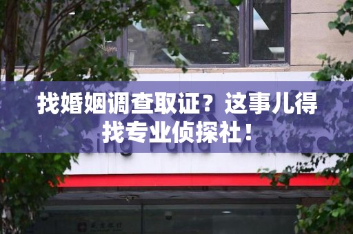 马尾找婚姻调查取证？这事儿得找专业侦探社！