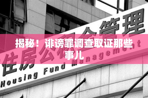 马尾揭秘！诽谤罪调查取证那些事儿